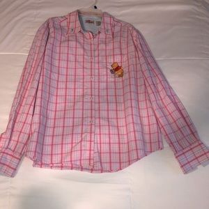 Size L Pink plaid Winnie the Pooh button-down shirt from The Disney Store